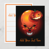 Halloween Skull and Pumpkin Einladung (Vorne/Hinten)