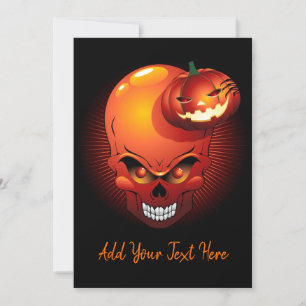 Halloween Skull and Pumpkin Einladung