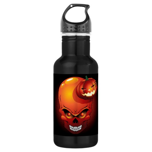 Halloween Skull and Pumpkin Liberty Flasche Edelstahlflasche (Vorderseite)