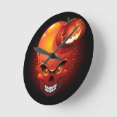 Halloween Skull and Pumpkin      Runde Wanduhr (Winkel)