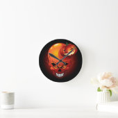 Halloween Skull and Pumpkin Runde Wanduhr (Zuhause)
