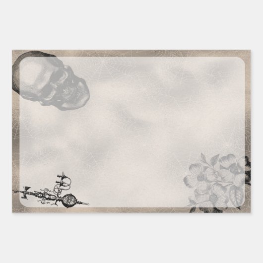 Halloween Skull and Spider Web Beängstigend Epheme Geschenkpapier Set (Vorderseite)