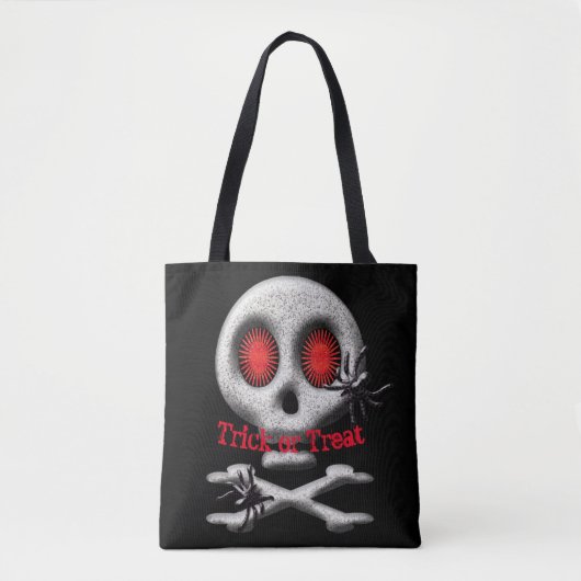 Halloween Skull and Spiders Trick oder Trete Tasche (Vorderseite)