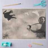 Halloween Skull auf Grabstein und Black Cat Seidenpapier (Basteln)