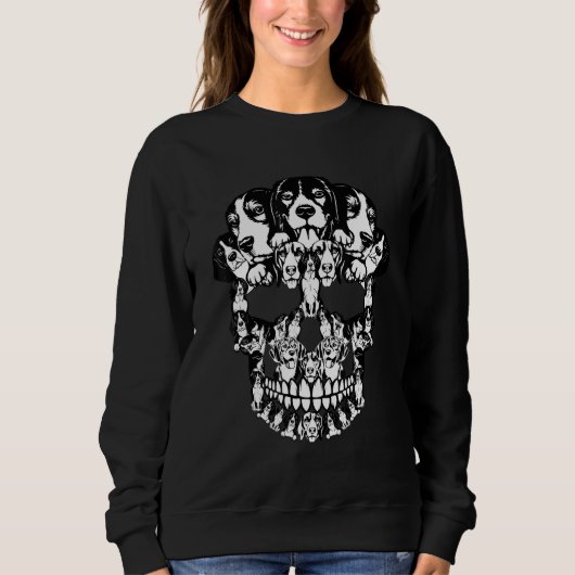 Halloween Skull Beagle Hund Horror Kostüme Sweatshirt (Vorderseite)