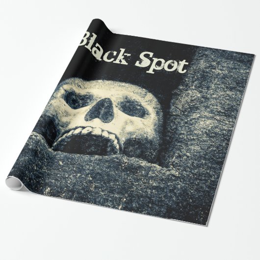 Halloween Skull Black Spot Geschenkpapier (Ungerollt)