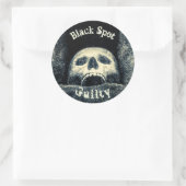 Halloween Skull Black Spot Guilty Runder Aufkleber (Tasche)