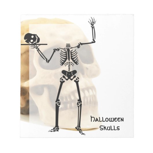 Halloween Skull Bone Skeleton Notizblock (Vorderseite)