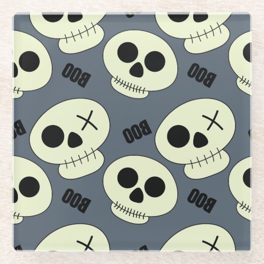 Halloween Skull, Boo Childish Design. Glasuntersetzer (Vorderseite)