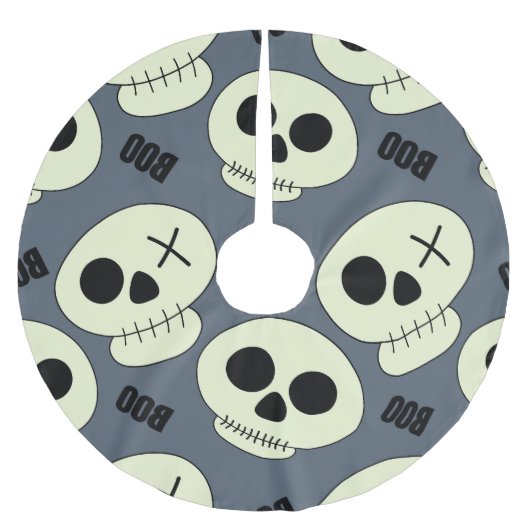 Halloween Skull, Boo Childish Design. Polyester Weihnachtsbaumdecke (Vorderseite)