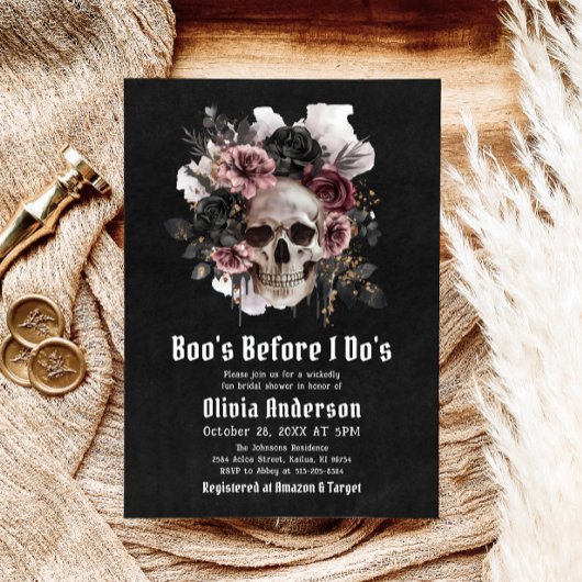 Halloween Skull Boo's Before I Do's Brautparty Einladung