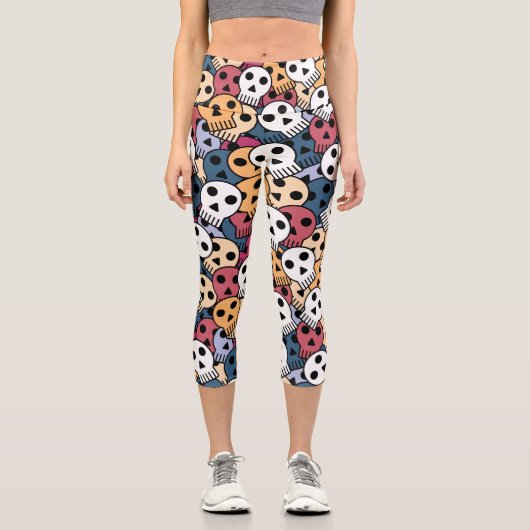 Halloween Skull Capri Leggings (Vorderseite)