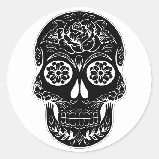 Halloween Skull Classic Round Sticker (Vorderseite)