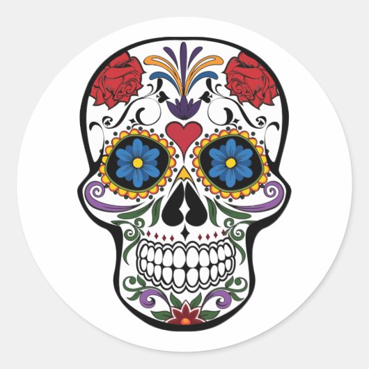 Halloween Skull Classic Round Sticker (Vorderseite)