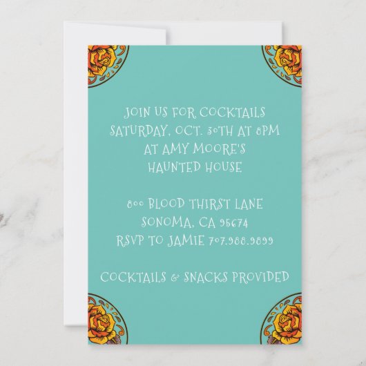 Halloween Skull Cocktail Party Einladung (Rückseite)