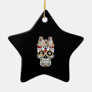 Halloween Skull Costumes Gift Bulldog Liebhaber Keramik Ornament