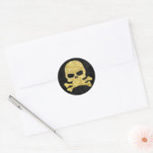 Halloween Skull & Cross Bones Gold Imitate Glitzer Runder Aufkleber (Umschlag)