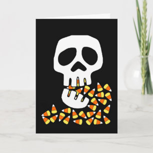 Halloween, Skull Eating Candy Corn, Trick oder Tre Karte
