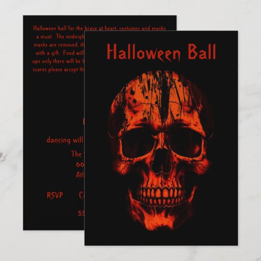 Halloween Skull Einladung (Vorne/Hinten)