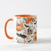 Halloween-Skull-Fledermäuse und -Blume Tasse (Links)