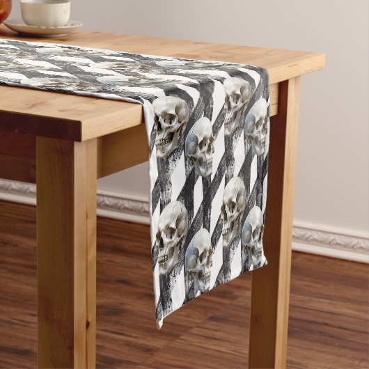Halloween Skull Geometric Table Runner Kurzer Tischläufer (Beispiel)