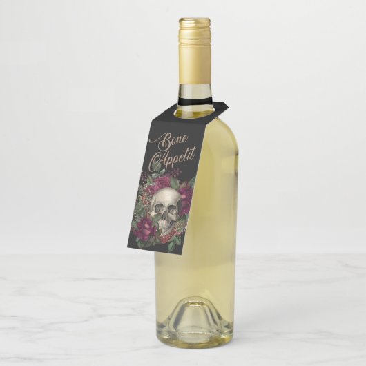 Halloween, Skull, gotisches Halloween, Party Flaschenanhänger (Angewinkelt)