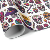 Halloween Skull Icon Strike Art Wrapping Paper Geschenkpapier (Rolleneckpunkt)