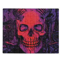 Halloween Skull Illustration Acrylic Jigsaw Puzzle