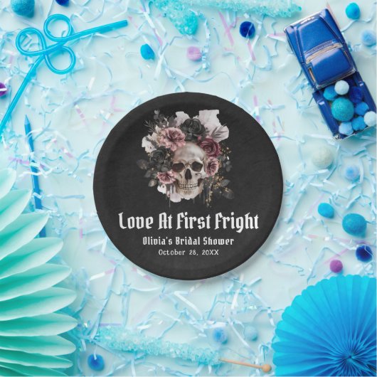 Halloween Skull-Liebe im ersten Fright-Brautparty Pappteller (Party)