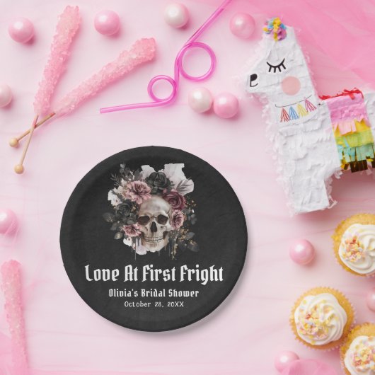 Halloween Skull-Liebe im ersten Fright-Brautparty Pappteller (Party)