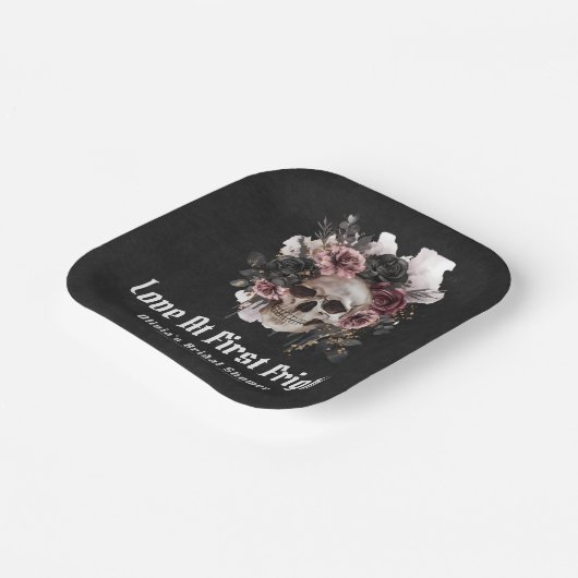 Halloween Skull-Liebe im ersten Fright-Brautparty Pappteller (Gewinkelt)