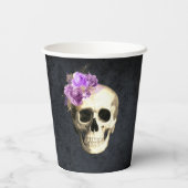 Halloween Skull Lila Rose Pappbecher (Rückseite)