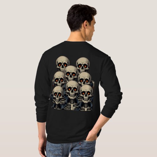 Halloween Skull Long Sleeve T - Shirt - Spooky Ske (Schwarz voll)