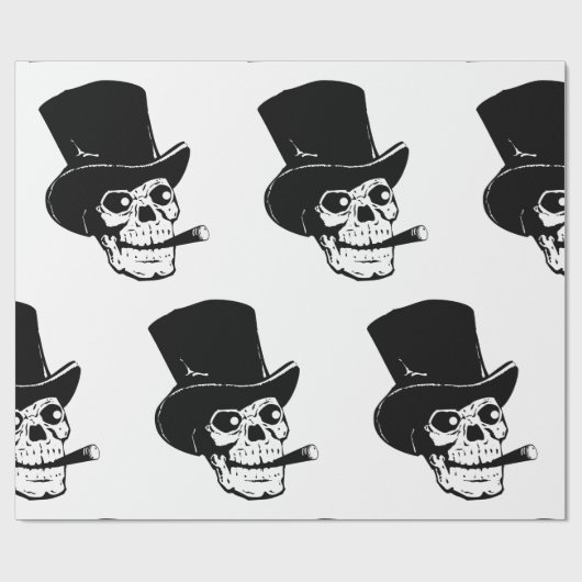 HALLOWEEN SKULL MIT HAT GESCHENKPAPIER (Flach)