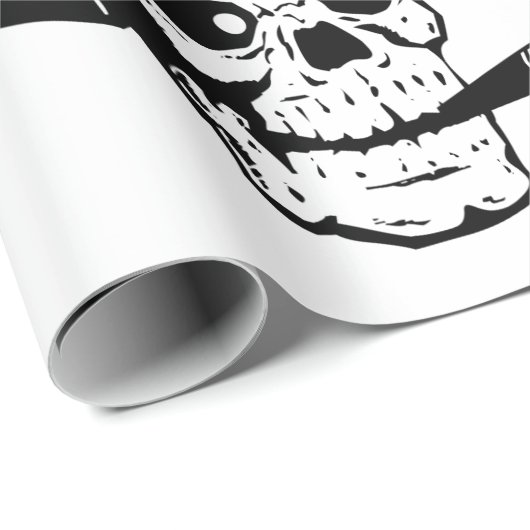 HALLOWEEN SKULL MIT HAT GESCHENKPAPIER (Rolleneckpunkt)