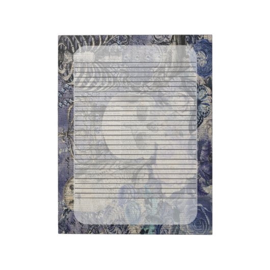 Halloween Skull mit Kronen und Eule Notizblock (Rotiert)