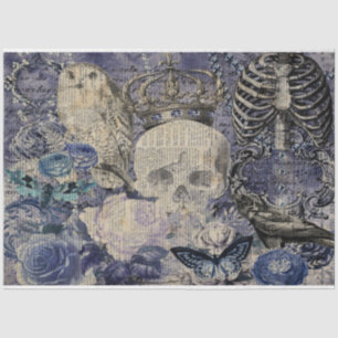 Halloween Skull mit Kronen und Eule Seidenpapier