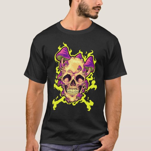 Halloween Skull Mushrooms Gothic Esoteric Occult B T-Shirt (Vorderseite)