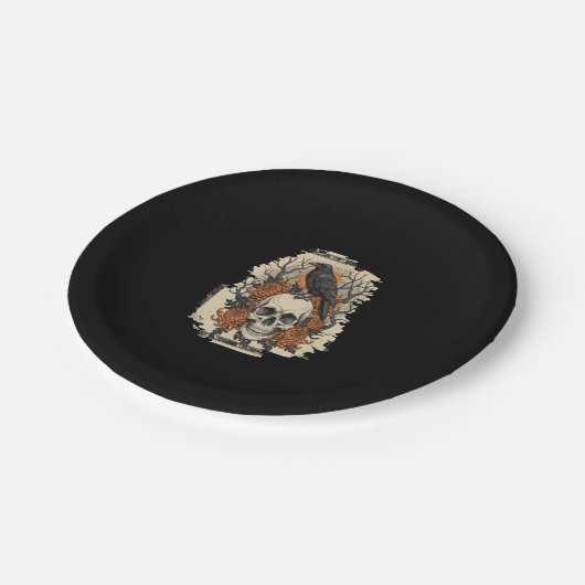 Halloween Skull Pappteller (Schrägansicht)
