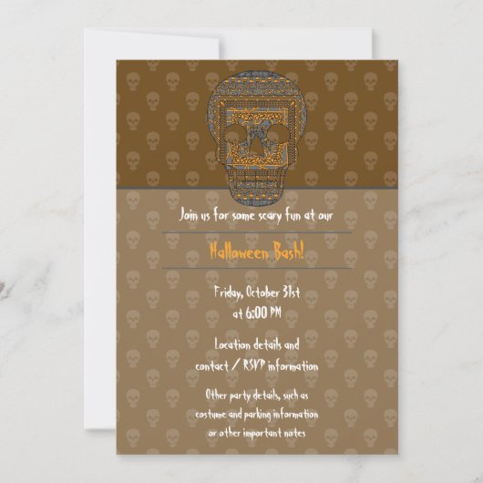 Halloween Skull-Party Einladung (Vorderseite)