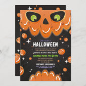 Halloween Skull Party Neon Black Gothyes Einladung (Vorne/Hinten)