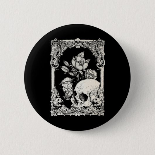 Halloween Skull Pastel Goth Blume Gothic Floral C Button (Vorderseite)