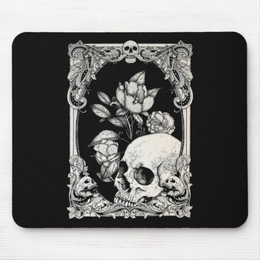Halloween Skull Pastel Goth Blume Gothic Floral C Mousepad (Vorne)