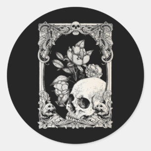 Halloween Skull Pastel Goth Blume Gothic Floral C Runder Aufkleber