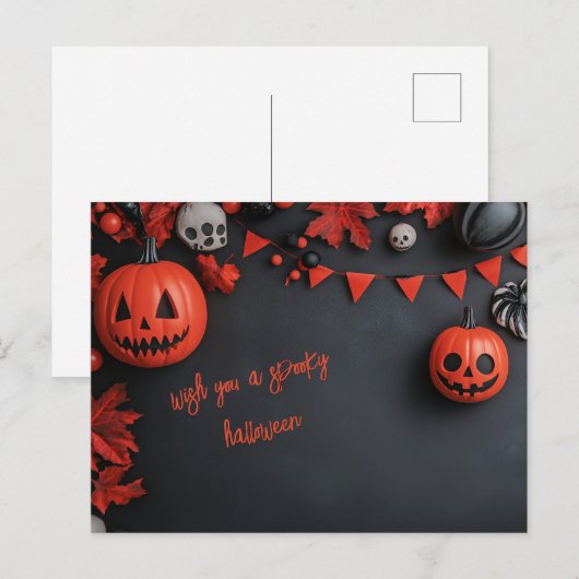 Halloween Skull Postkarte (Vorne/Hinten)
