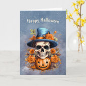 Halloween Skull Pumpkin-Rose Karte (Gelbe Blume)
