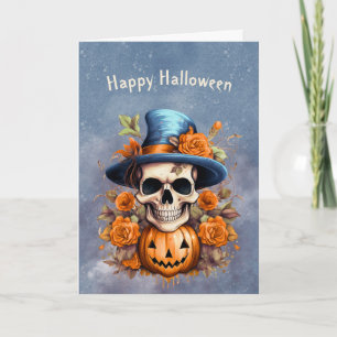 Halloween Skull Pumpkin-Rose Karte