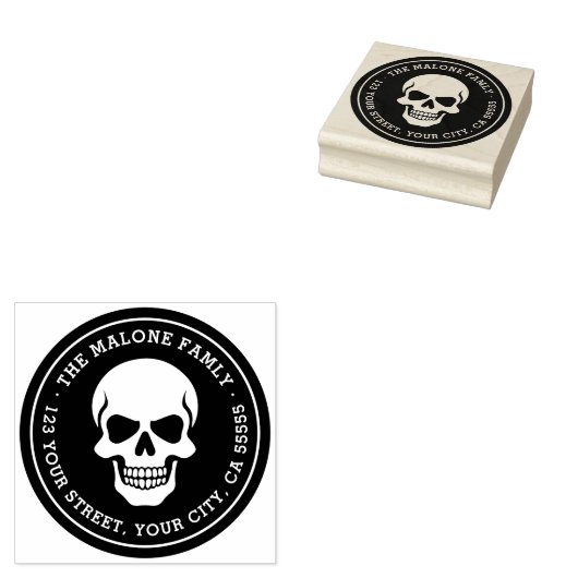 Halloween skull return address gummistempel (Stempel)
