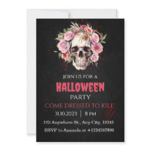 Halloween Skull Rose Party Einladung Erwachsene