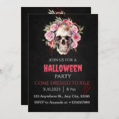 Halloween Skull Rose Party Einladung Erwachsene (Vorne/Hinten)